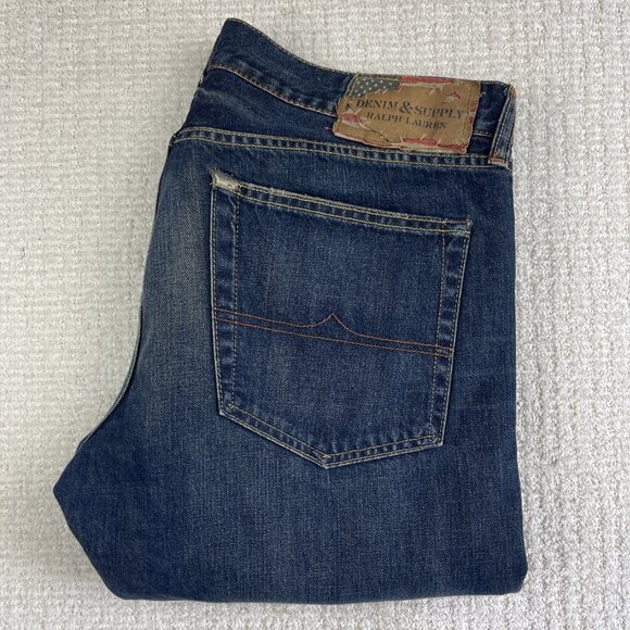 Denim & Supply Ralph Lauren Jeans Blue Distressed Slim Cut Off 34x**30** Read** - Picture 1 of 16